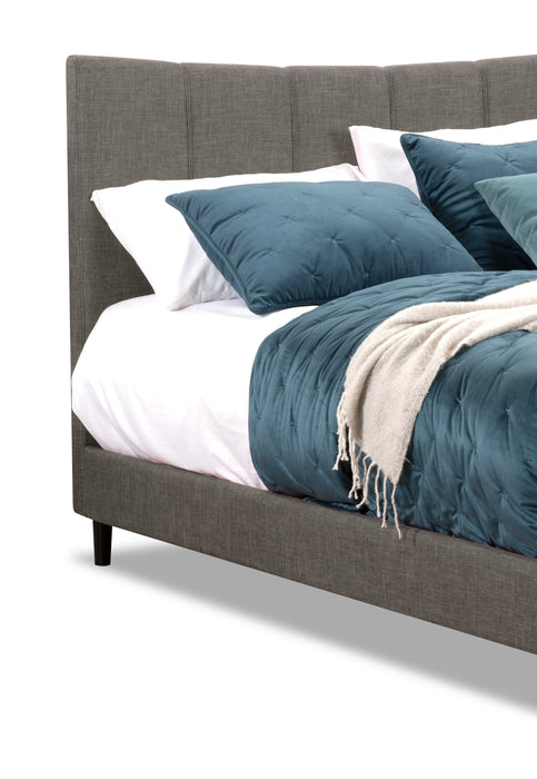 Lit plateforme rembourré Paseo en tissu gris - format lit double