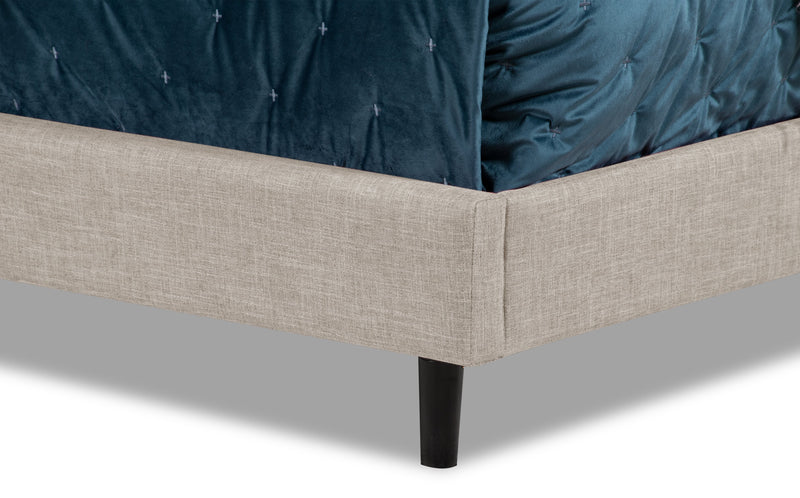 Lit plateforme rembourré Paseo en tissu taupe - format lit double