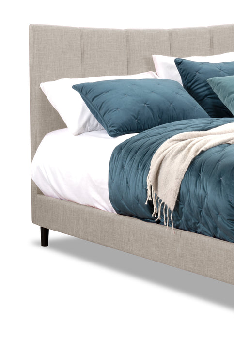 Lit plateforme rembourré Paseo en tissu taupe - format lit double