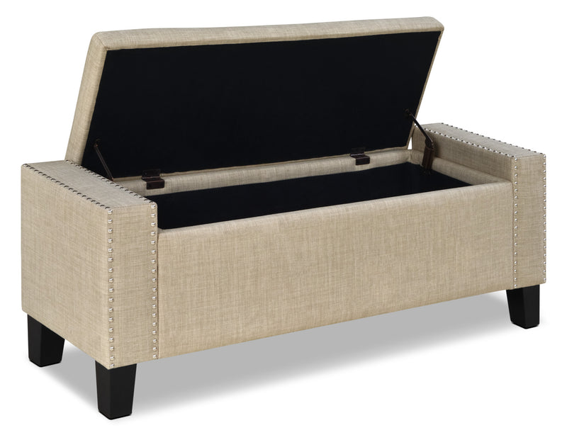 Pouf de rangement Milan de 53,5 po - apparence lin beige