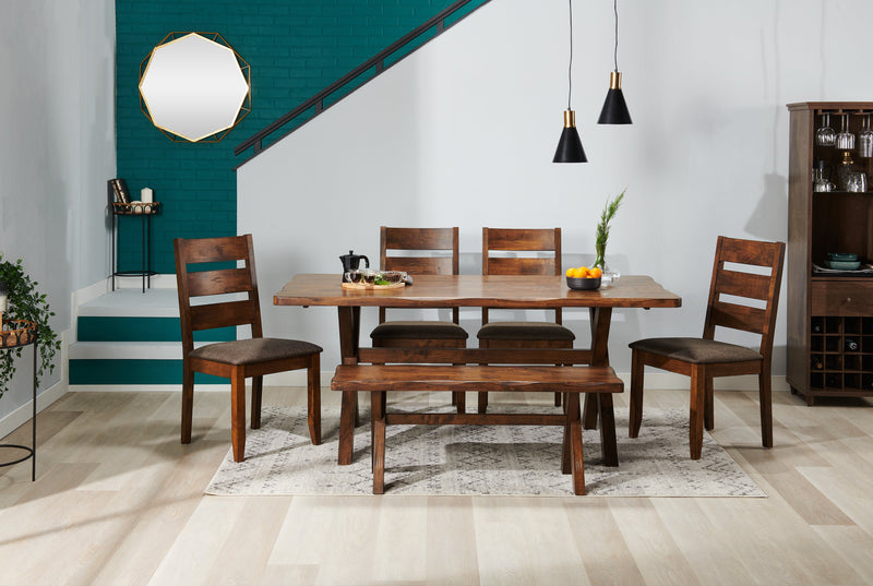 Banc de salle à manger Plum de 47,25 po (L) en bois avec apparence de bordures Live Edge - brun muscade