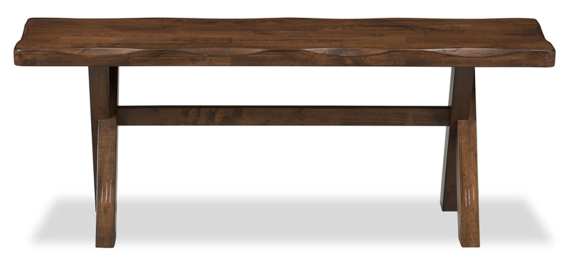 Banc de salle à manger Plum de 47,25 po (L) en bois avec apparence de bordures Live Edge - brun muscade