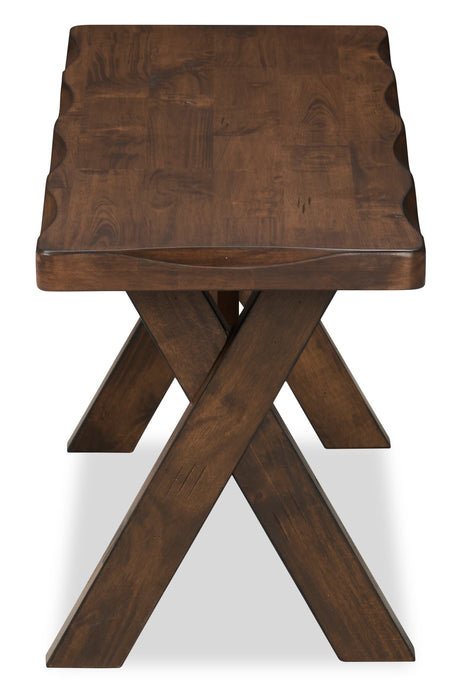 Banc de salle à manger Plum de 47,25 po (L) en bois avec apparence de bordures Live Edge - brun muscade
