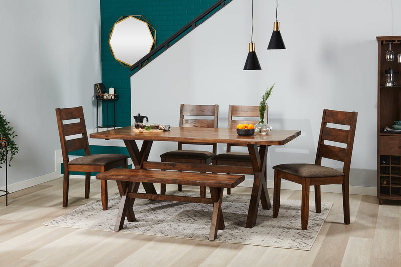 Table de salle à manger Plum de 70,75 po (L) en bois avec apparence de bordures Live Edge - brun muscade