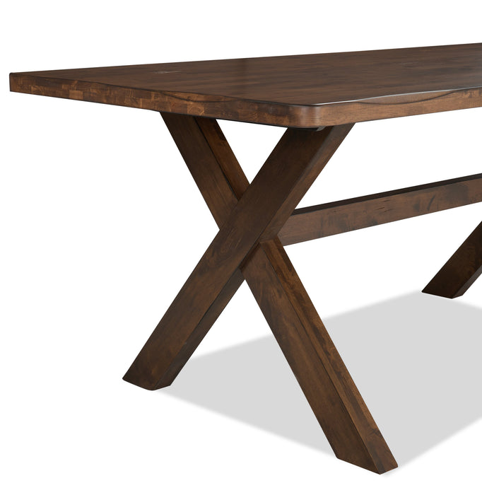 Table de salle à manger Plum de 70,75 po (L) en bois avec apparence de bordures Live Edge - brun muscade
