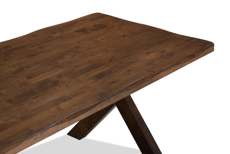 Table de salle à manger Plum de 70,75 po (L) en bois avec apparence de bordures Live Edge - brun muscade
