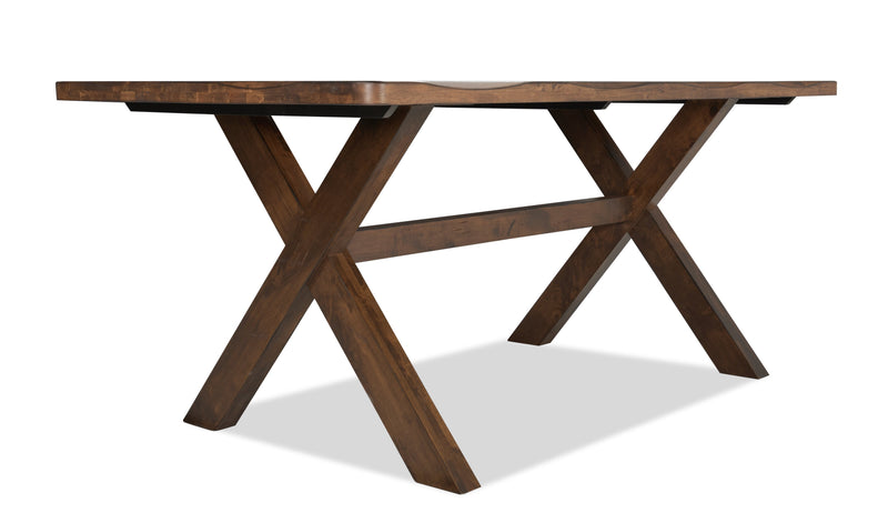 Table de salle à manger Plum de 70,75 po (L) en bois avec apparence de bordures Live Edge - brun muscade