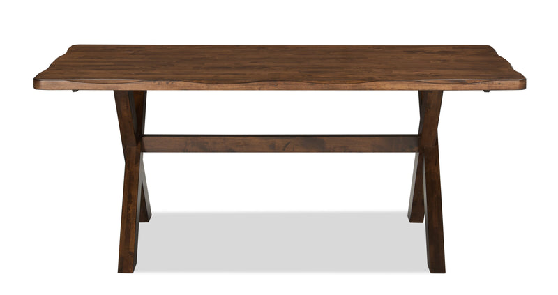 Table de salle à manger Plum de 70,75 po (L) en bois avec apparence de bordures Live Edge - brun muscade