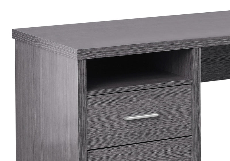 Bureau en forme de L réversible Pollie de 78,75 po à 2 tiroirs et compartiment - gris