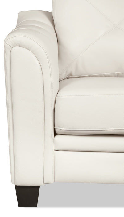 Sofa Andi de 84 po en tissu d’apparence cuir avec capitonnage - beige