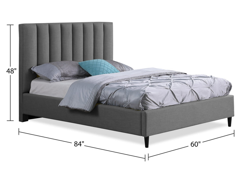 Lit plateforme rembourré Rain de Kort & Co. en tissu gris capitonné - format lit double