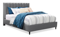 Lit plateforme rembourré Rain de Kort & Co. en tissu gris capitonné - format lit double