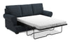 Sofa-lit personnalisable Roll de Sofa Lab de 86 po fabriqué au Canada en tissu d’apparence lin avec accoudoirs enroulés - bleu Luna Sailor