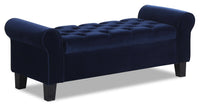 Banc de rangement Sadie de 53 po - velours bleu