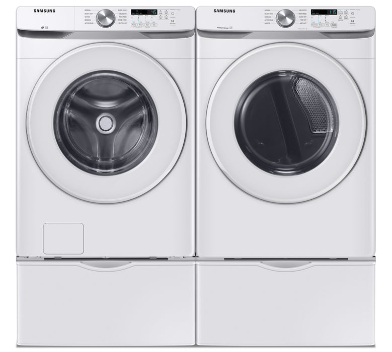 Laveuse à chargement frontal de 5,2 pi³ et sécheuse électrique de 7,5 pi³ de Samsung – blanches