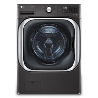 Laveuse à la vapeur intelligente haute efficacité LG à chargement frontal de 6 pi³ - acier noir - su…