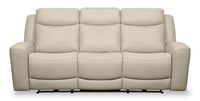 Sofa à inclinaison électrique Prescott de Scott Living de 88,5 po en cuir véritable avec appuie-têtes électriques - gris platine