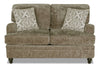 Causeuse Bellmont de 64 po fabriquée au Canada en tissu de chenille avec coussins réversibles et pattes en bois - brun caramel