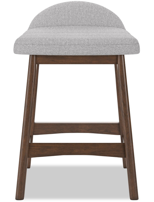 Tabouret 24 po Jovi de hauteur comptoir en tissu d’apparence lin et en bois - gris