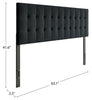 Ellis Upholstered Headboard in Charcoal Fabric, Button Tufted - Queen Size | Tête de lit rembourrée Ellis en tissu anthracite avec capitonnage à boutons - format grand lit