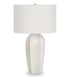 Lampe de table de 27 po en céramique crème avec abat-jour ivoire