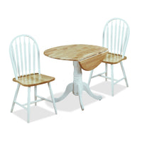 Ensemble de salle à manger Hana 3 pièces avec table de 40 po (L) à abattant, base piédestal et 2 chaises - deux teintes, blanc et naturel