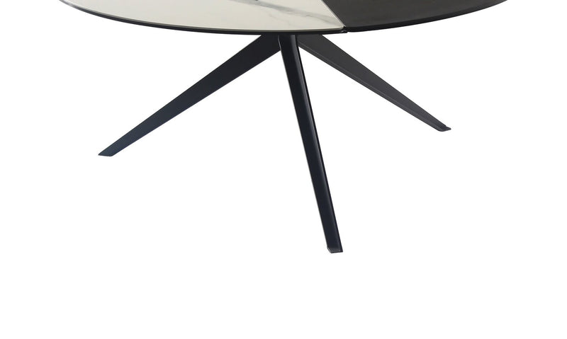 Table à café ronde moderne Titan de 25,2 po - blanche, grise et noire 