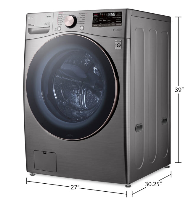 Laveuse à la vapeur intelligente haute efficacité LG à chargement frontal de 5,2 pi³ - acier graphite - superposable - WM3850HVA