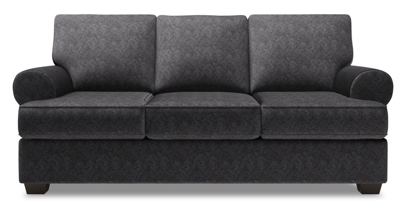 Sofa personnalisable Roll de Sofa Lab de 86 po fabriqué au Canada en tissu de chenille avec accoudoirs enroulés - gris Luxury Charcoal