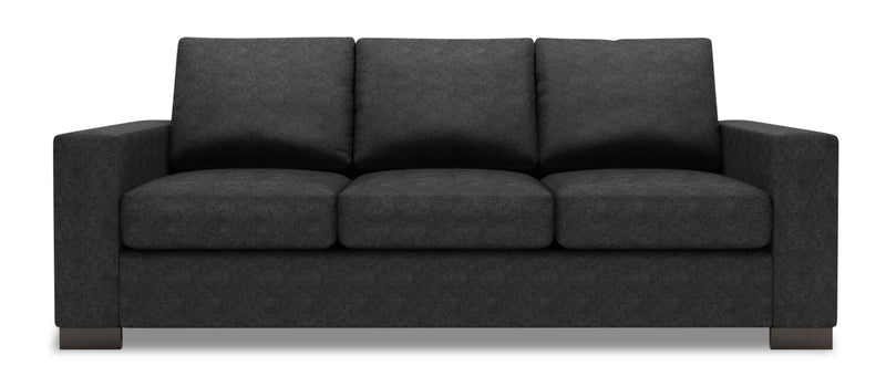Sofa personnalisable Track de Sofa Lab de 85 po fabriqué au Canada en tissu de chenille avec accoudoirs rectilignes - gris Luxury Charcoal