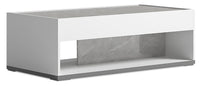 Table à café moderne Marla de 47,25 po avec tablette - blanche et grise avec imitation de marbre