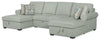 Sofa-lit sectionnel Haven de Scott Living 3 pièces en tissu de chenille avec 2 fauteuils longs de rangement - bleu écume de mer