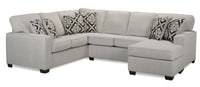 Sofa sectionnel de droite Verona 2 pièces fabriqué au Canada en tissu d’apparence lin avec coussins amovibles - beige