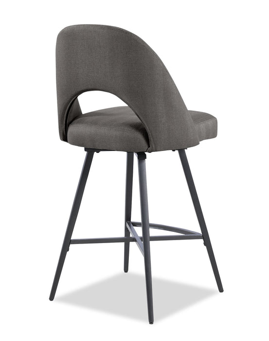 Tabouret 26 po Elijah de hauteur comptoir en tissu d’apparence lin et en métal avec siège pivotant - gris