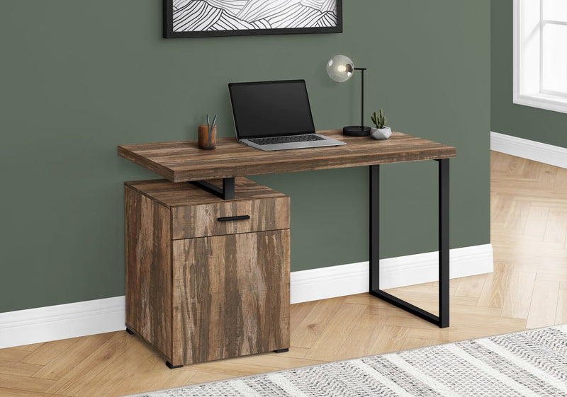 Bureau réversible Remi de 47,25 po avec tiroir et armoire - brun