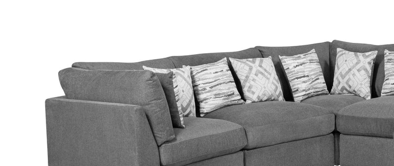 Sofa sectionnel modulaire Evolve de Scott Living 8 pièces en tissu d’apparence lin avec coussins en duvet et plumes - gris anthracite