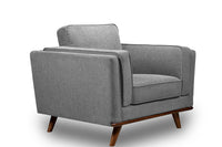 Fauteuil Kassia de Kort & Co. de 40,9 po en tissu d’apparence lin avec base et pattes en bois - gris