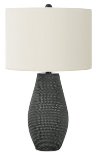 Lampe de table texturée de 24 po noire avec abat-jour cylindrique