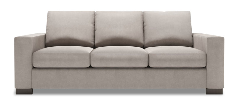Sofa personnalisable Track de Sofa Lab de 85 po fabriqué au Canada en tissu d’apparence lin avec accoudoirs rectilignes - gris Pax Slate