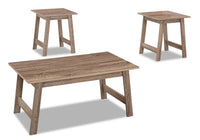 Ensemble 3 tables modernes Jacey de 36 po (table à café et 2 tables de bout) - taupe foncée