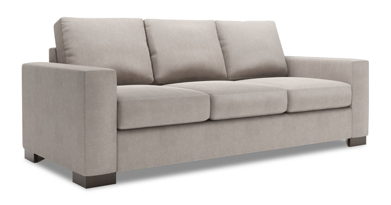 Sofa personnalisable Track de Sofa Lab de 85 po fabriqué au Canada en tissu d’apparence lin avec accoudoirs rectilignes - gris Pax Slate
