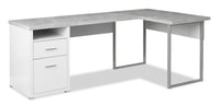 Bureau en forme de L réversible Pollie de 78,75 po à 2 tiroirs et compartiment - blanc