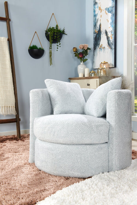 Fauteuil d’appoint pivotant Cuddler Petite de 36 po fabriqué au Canada en tissu de chenille - gris Teddy Star