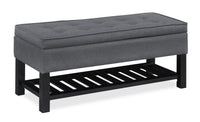Banc de rangement Ryan de 43,5 po avec tablette inférieure - gris foncé