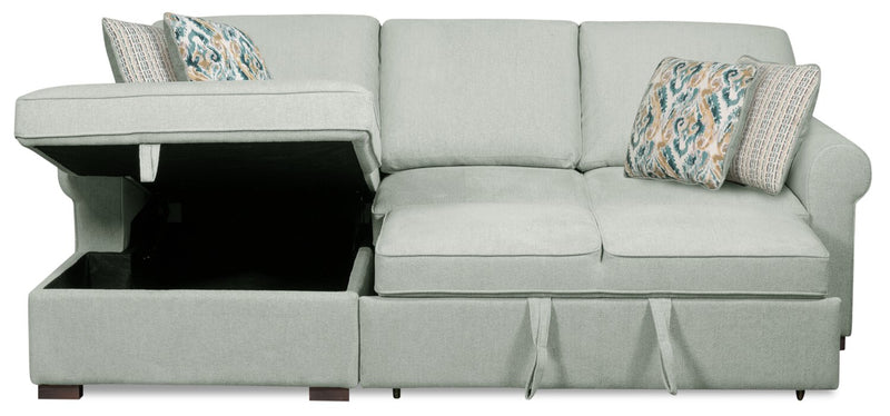 Sofa-lit sectionnel de gauche Haven de Scott Living 2 pièces en tissu de chenille avec fauteuil long de rangement - bleu écume de mer