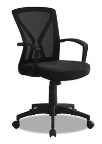 Chaise de bureau Dominic de 23,5 po avec dossier à mailles - noire