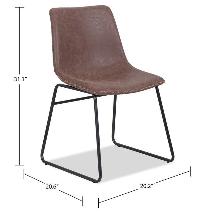 Ensemble de salle à manger Amos 5 pièces en métal avec table de 60 po (L) et 4 chaises - brun
