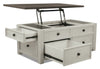 Colby Coffee Table with Lift Top and Casters  - Rustic style Coffee Table in Weathered oak and antique white