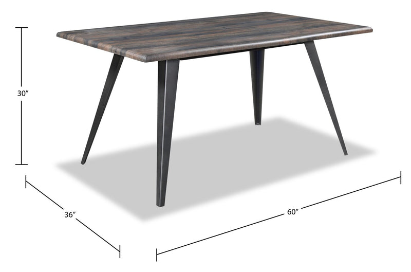 Ensemble de salle à manger Amos 7 pièces en métal avec table de 60 po (L) et 6 chaises - gris