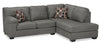 Morty 2-Piece Leather-Look Fabric Right-Facing Condo Sectional - Grey  